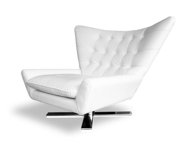 Drehbarer Sessel Leder Weiß